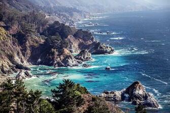 Big Sur Blue Water Hill Coastline Wallpaper
