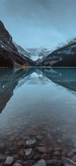 Calm Body Of Water Nature Mountain Tree Snow