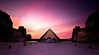 Louvre Museum At Sunset Cityscape Wallpaper Desktop Background