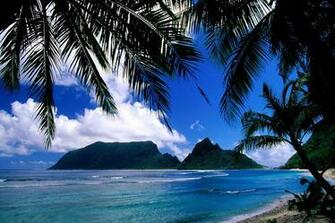 Wallpaper Ocean Ofu Samoa Island Palm American