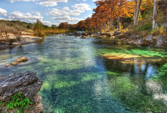 Picture Texas Usa Frio River Autumn Nature Stone Trees Wallpaper