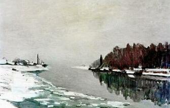 Wallpaper Winter Landscape Picture Claude Monet The Ice On