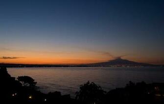 Wallpaper Italy Sicily Catania Etna Sea Sunset Lights