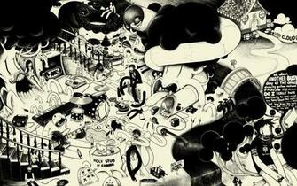 Doodle Illustration Mcbess Monochrome Psychedelic Artwork HD