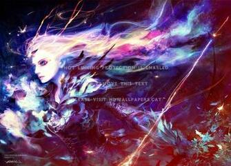 Graceling Girl Pink Art Red Blue Purple Wu