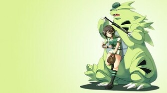 Tyranitar Teeth Anime Simple Background Girls Baseball Wallpaper