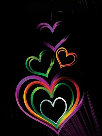 Colorful Hearts On Black Background Elsoar