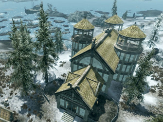Stunning Sunset Over Heljarchen Hall Skyrim Wallpaper