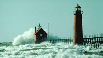 Wallpaper Lighthouse Wave HD Background Desktop