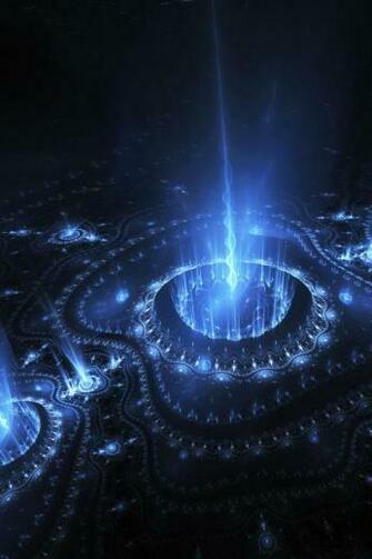 Wallpaper Fractal Abstract Neon Light HD iPhone