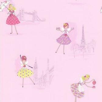 Fairy Tea Time Purple European Party Wallpaper Contemporary Kids