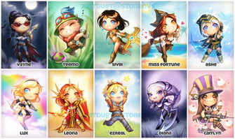 League Of Legends Chibi Wallpaper Lol Set By Justduet
