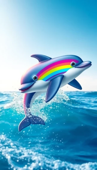 Rainbow Striped Dolphin Wallpaper Image