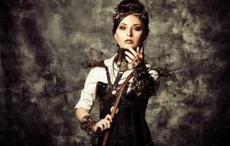 Wallpaper Girl Steampunk Wire Corset Glasses Style