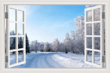 Amazon 3d Window Scenery Wall Sticker Winter Snow Landscape