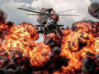 Helicopter Apache Explosion Fire HD Desktop Wallpaper