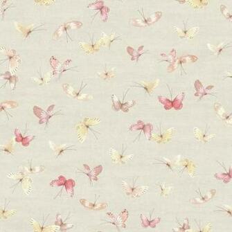 Traditional Kids Decor Pink And Yellow Butterflies Wallpaper