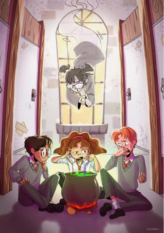 The Golden Trio In Making Polyjuice Harry Potter Anime