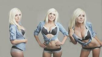 Women Hands On Hips Jessica Nigri Cleavage Model Blonde