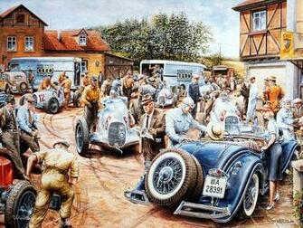 Scene Vintage Car Paintings Antique Cars Classic