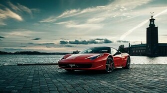 Red Color Supercar Italy River HD Wallpaper Full 1080p
