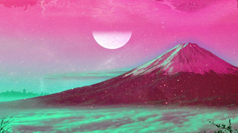 Vapourwave Styled Mount Fuji Wallpaper