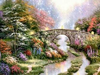 Stillwater Bridge Thomas Kincade Wallpaper Image