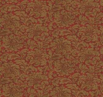 Wallpaper Designer Gold Damask Print On Red Faux