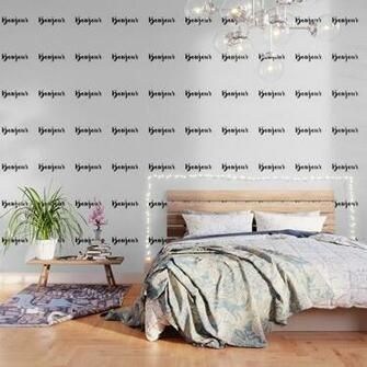 Black And White Bonjour Quote Wallpaper By Magictreesandbumebees