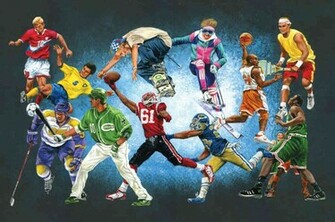 Large Wall Mural Sports Stars Baseball Basketball Football Golf