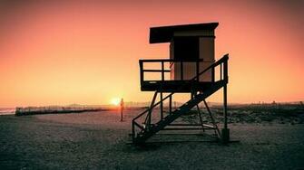 Lifeguard Tower At Beach Wallpaper