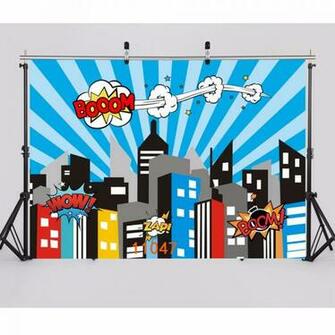 Sjoloon Super Hero Scene Photgraphy Backdrops Baby Photography