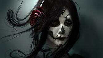 Black Baccara Wallpaper Girl Skull Face Painting Day Of The Dead