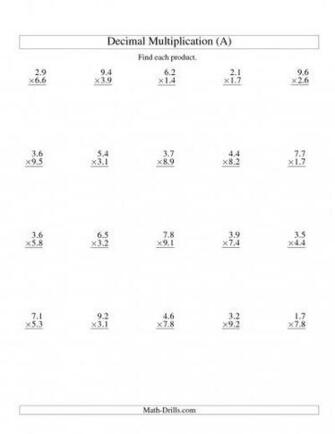 Math Worksheets Multiplying Decimals Foto Artis Candydoll