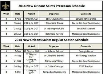 Saints Schedule For