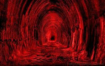Hallway Inside Hell S Castle Ignited In Dark Red
