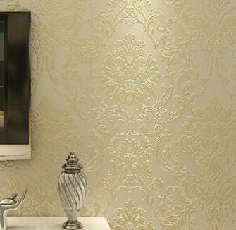 Beige White Black Pink French Pattern Damask Wallpaper Wall