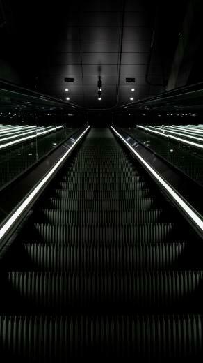 Wallpaper Escalator Stairs Dark Descent QHD