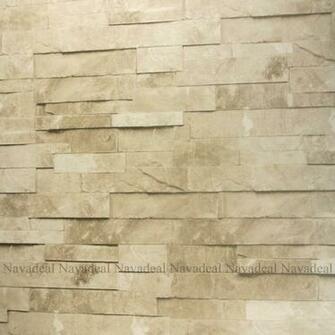Off White Cream Stacked Brick Stone Faux Realistic Pvc Wallpaper Sheet