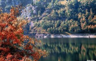 Wallpaper Autumn Trees River Rocks Italy Piedmont Image For