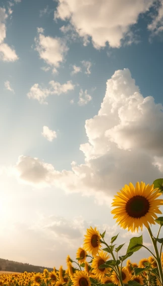 Clouds Sunflower Aesthetic Wallpaper