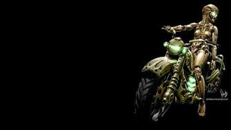Of Ian Sokoliwski Motorcycle Riding Robot Desktop Wallpaper