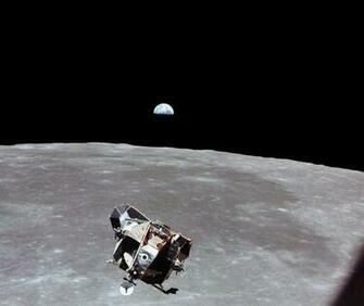 Apollo Lunar Module With Earthrise In The Background