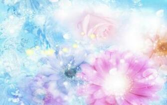 Wallpaper Pink Blue Flowers Blurred Background