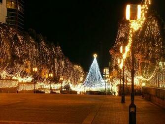 Around Christmas Night Lighting Dislpay Wallpaper