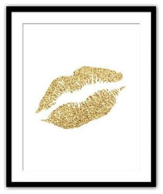 Gold Glitter Lips Print Medium Wallpaper By Lulusimonstudio