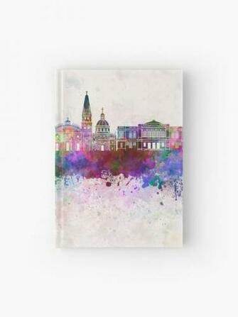 Guadalajara Skyline In Watercolor Background Hardcover Journal By
