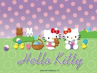 Hello Kitty Cute Easter Bunny Desktop Wallpaper Background