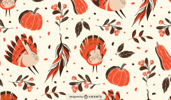 Thanksgiving Autumn Pattern Design Vector