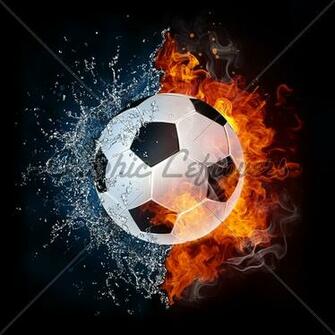 Soccer Balls On Fire Ball In And Water